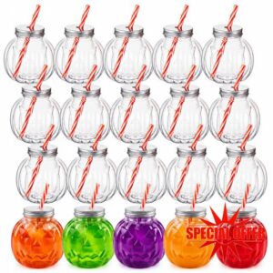 Sliner 20 Set Halloween Bat Drink Bottles with Straws 17 oz                                                          Empty Plastic for Halloween Fall Harvest Decoration