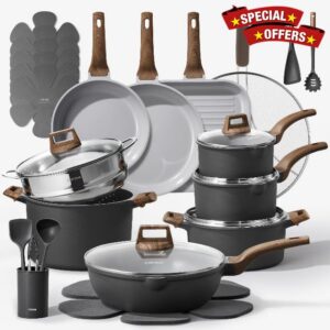 CAROTE 29pcs Ceramic Cookware Sets