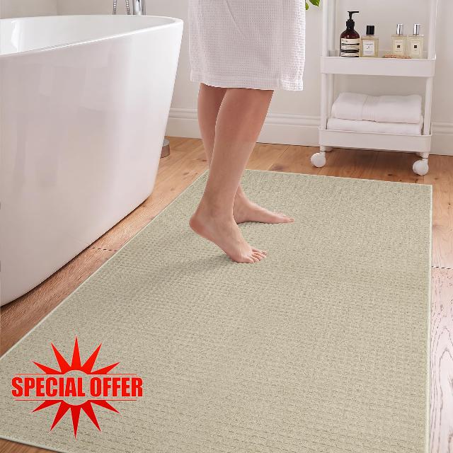 Waffle Bath Mat Non Slip 36"x60": Absorbent Quick Dry Bath Rug for Shower                                                          Soft Neutral Bathroom Rugs Washable for Tub Home Decor Accessories 36"x60"/ 3'x5' Taupe