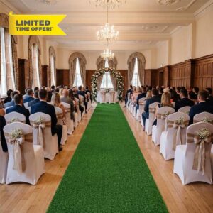 Nuanchu Artificial Grass Runner Rug 2.6 x 32.8 ft Realistic Thick Turf                                                          Fake Grass Synthetic Turf for Wedding Party