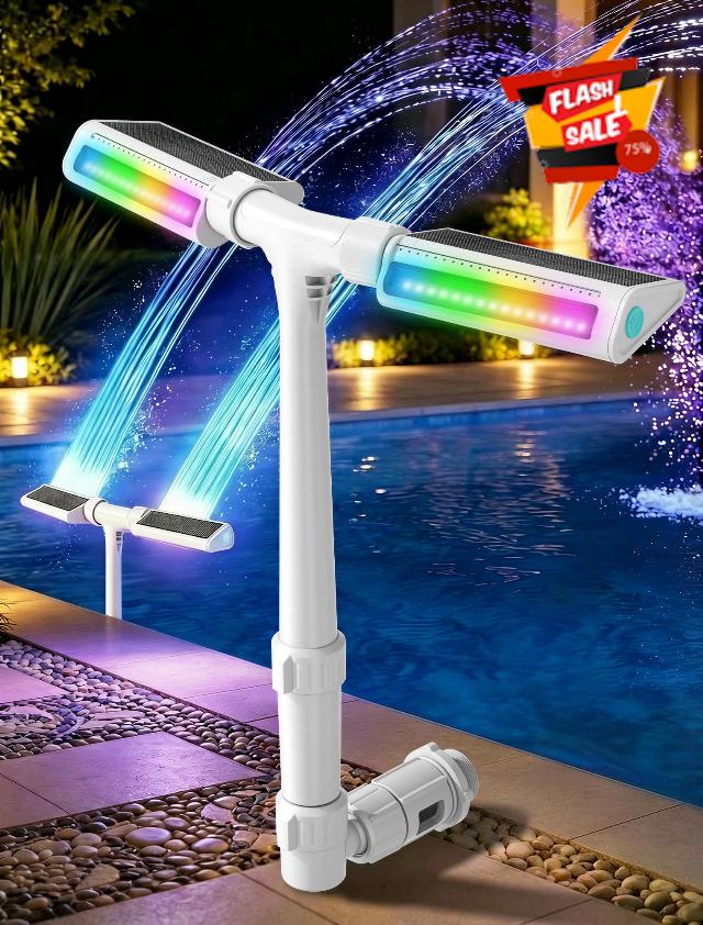 POOLHOUR 2026 Upgrade Height Solar Pool Fountain with 10-Color 4-Mode LED Lights