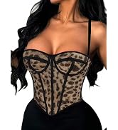 Avanova Women Corset Top with Straps Sexy Cami Bustier | Overbust Corset Top, Adjustable Lace-Up,...