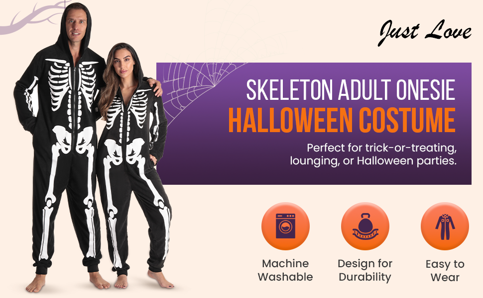 Women’s skeleton onesie adult fun spooky Halloween costume pajamas for women’s Halloween parties