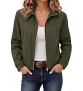 LOMON Stand Collar Jacket for Women Cropped Bomber Zip Up Coat Women Trendy | Side Pockets, Elast...