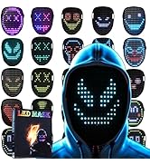 JDBMAOYE LED Mask with Bluetooth App Controlled,Customizable Light up Mask | Halloween Costumes M...