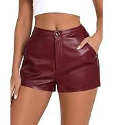 Avanova Women Faux Leather Shorts with Pockets Mid Waisted PU | Coated PU Leather, Slight Stretch...