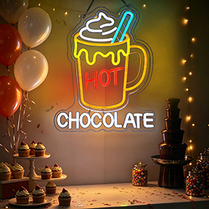 Hot Chocolate Mug LED Neon Sign, Christmas Thanksgiving Party Wall Decor