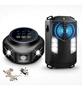18-60 kHz Ultrasonic Solar Animal Repeller, 2-Pack Deer Repellent Devices | LED White Light & Mot...