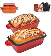 AILITOR Cast Iron Loaf Pan with Lid 9x5 Inch - Bread Baking Pans for Homemade Bread, 2 Piece Set