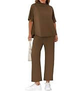 Yousify Women's Two Piece Lounge Sets 3/4 Sleeve Tops Wide Leg Pants Set | Skin Friendly, Breatha...