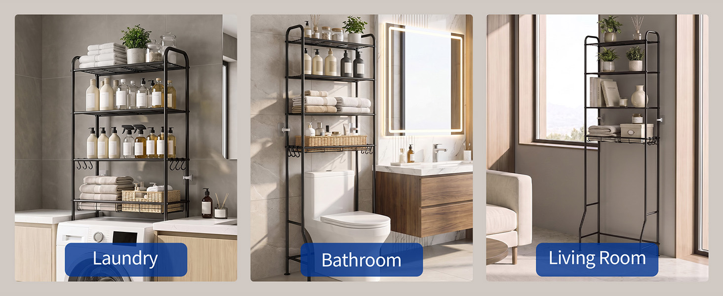 over the toilet storage cabinet shelf rack, black bathroom storage shelves,bathroom organizer