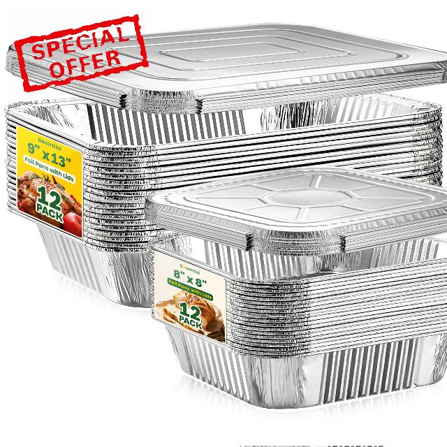 Aluminum Pans with Lids[24 Pack]