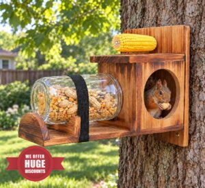 Wood Squirrel Feeder Outdoor