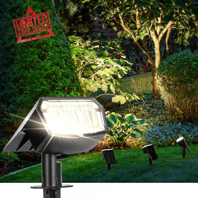 AUDERWIN Solar Spot Lights Outdoor 63 LED 3 Lighting