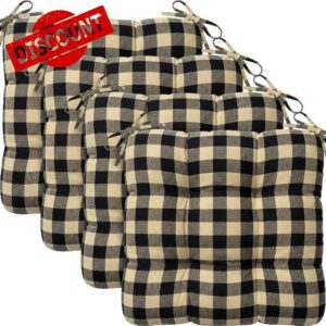Geetery 4 Pack Vintage Black and Cream Chair Cushions for Kitchen