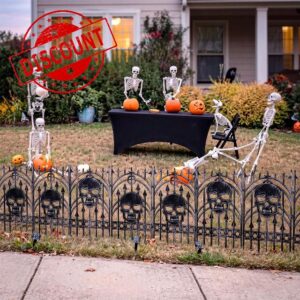 4 Pcs Halloween Garden Fence Skull Graveyard Yard Decor
