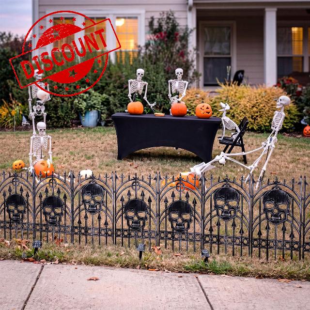 4 Pcs Halloween Garden Fence Skull Graveyard Yard Decor