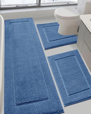 IM HOME Toilet Rugs, Ultra Soft Thick Plush Fluffy Microfiber Absorbent Contour Bathroom Rugs for...