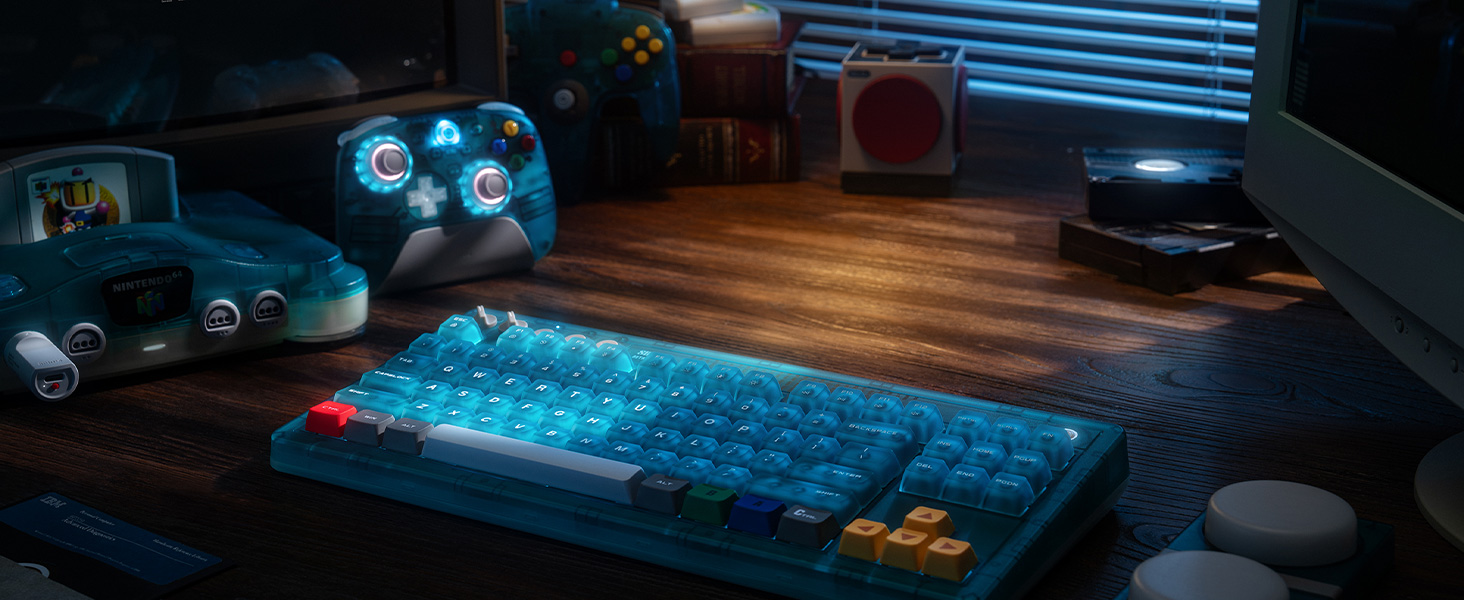 Retro 87 Keyboard - Clear Blue