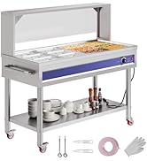 Jocisland 8-Pan 72QT Commercial Food Warmer, 1500W, Stainless Steel with Glass Lid & Food Tongs, ...