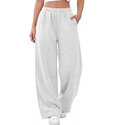 Trendy Queen Womens Wide Leg Fleece Lined Sweatpants | Winter Lounge Travel Pants Fall Fashion Ou...