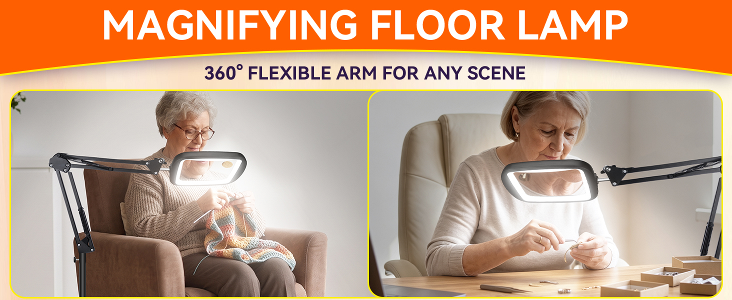 30X 10X Large Floor Magnifying Glass with Light and Stand