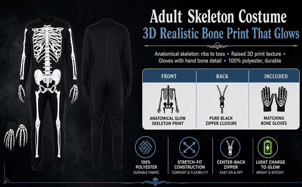 Halloween Skeleton costume for Men