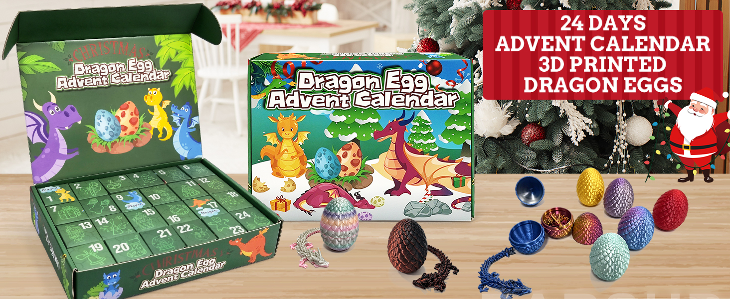 Advent Calendar, 24PCS 3D Printed Dragon Eggs with Dragon Inside