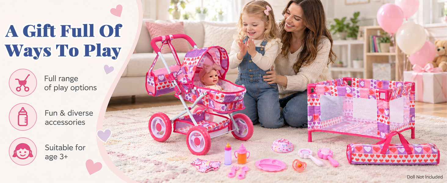 foldable doll stroller, compact doll stroller, easy storage