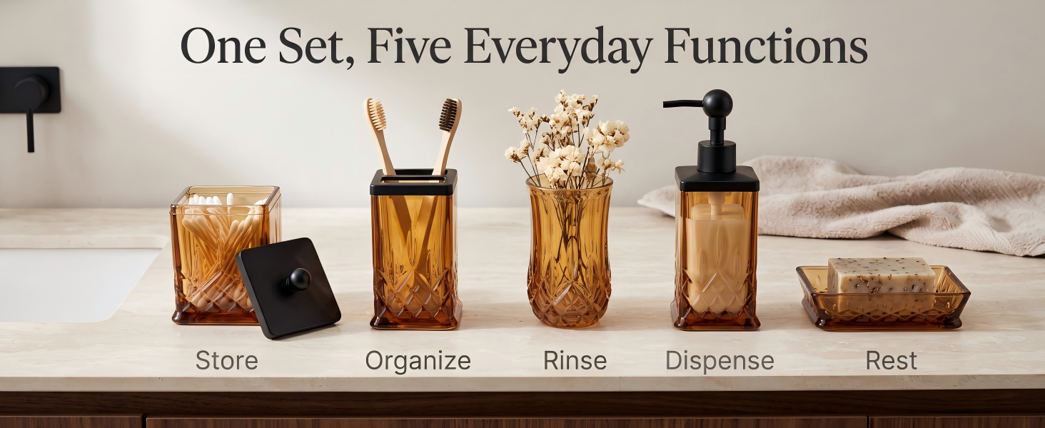 Bathroom Accessories Set, 5-Pack