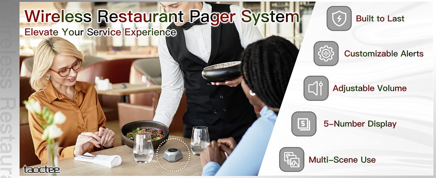 taoctee Restaurant Paging System Waiter Call System wireless calling system Waterproof call buttons