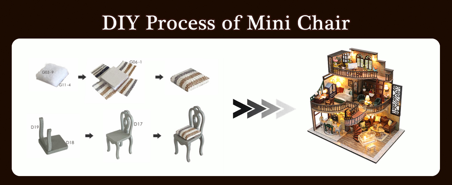 DIY Miniature House Kit with LED Lights, 3D Wooden Puzzle