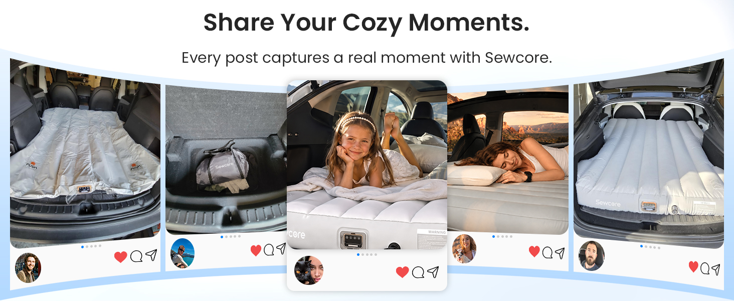 Model Y camping mattress with raised 12-degree contour designed to offset the folded rear seat slope