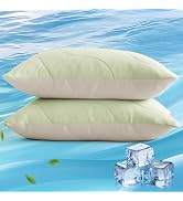 Three Geese Cooling Goose Feather Down Pillows Queen Size Set of 2, Q-Max>0.45, Cool Hotel Bed Pi...