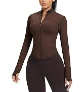 AVGO Women's Cropped Running Workout Jackets Zip Slim Fit Athletic Tops with Thumb Holes