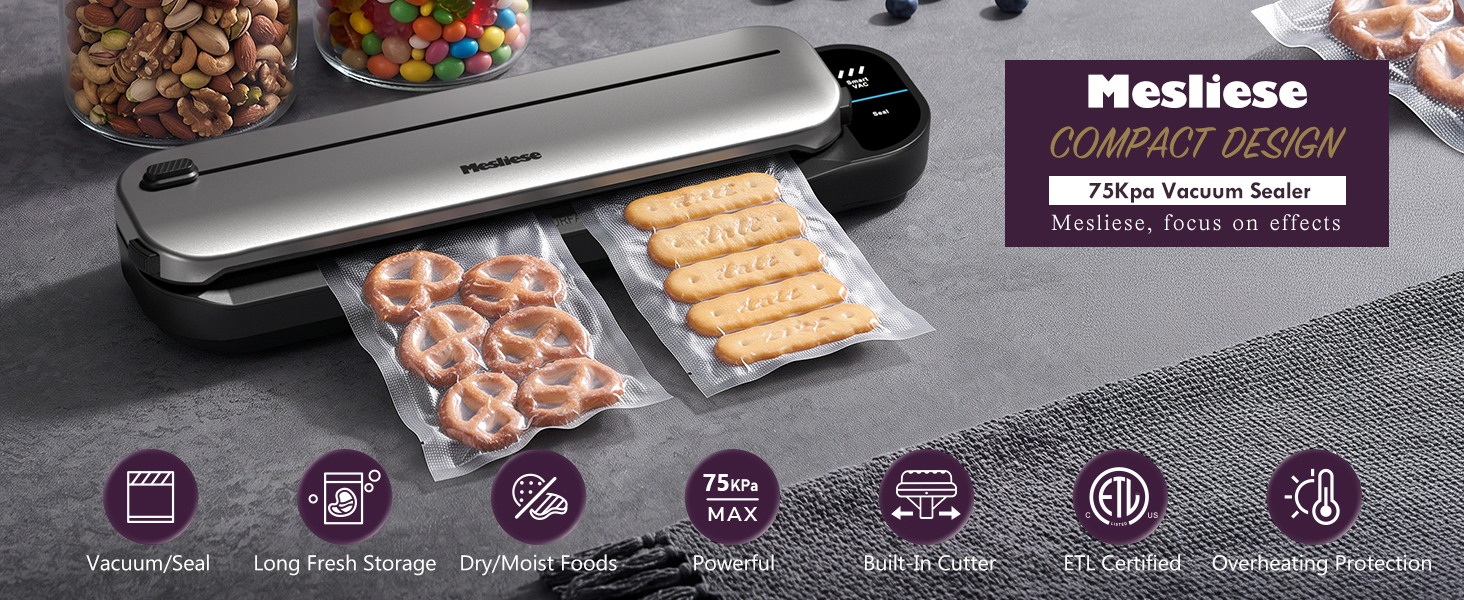 Vacuum Sealer Machine Compact One-Touch, Dry/Moist Food;Food saver,food vacuum sealing;Food Sealer