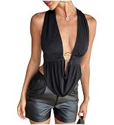 SOLY HUX Women's Halter Draped Front Tank Top Sexy Backless Going Out Crop Vest Tops
