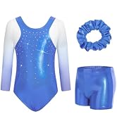 JiAmy Girls Gymnastics Ballet Dance Leotard Floral Skirt 3-12Y | Soft stretchy leotard with gradi...