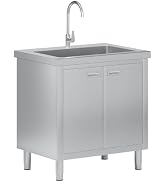 Jocisland 36x24x34 in Stainless Steel Work Table with Cabinet and Drawer | Commercial Table Cabin...