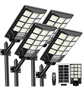 4Pack Solar Street Lights Outdoor Waterproof, 30000LM 6500K LED Motion Sensor Lights, Dusk to Daw...