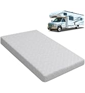 Koeerie RV Camper Mattress with Washable Knitted Cover 4in Memory Foam Bunk | White Cover With Zi...