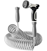 SPECILITE 1/2” Polyurethane Coil Garden Hose 50 FT, PU Flexible Recoil Water Hoses with 6-Pattern...