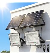 Solar Street Lights Outdoor Waterproof, 4-Pack LED Flood Lights with Motion Sensor, 6500K 18000LM...