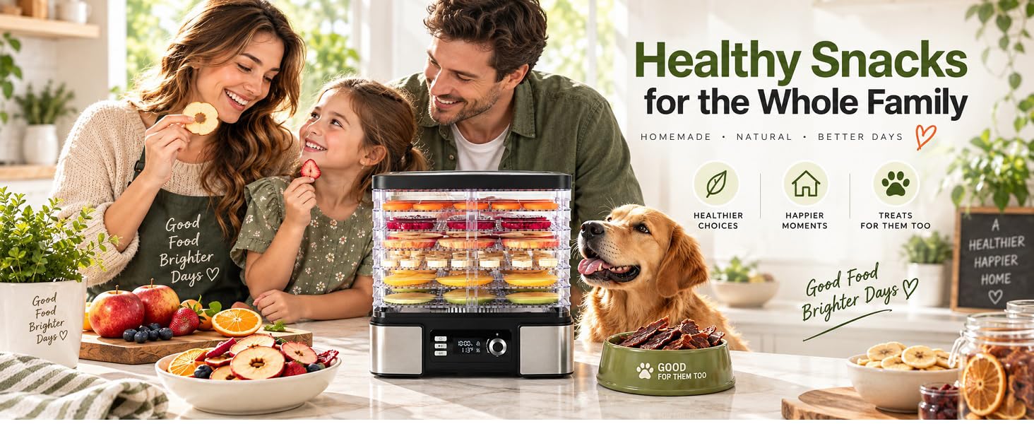 7-tray food dehydrator machine for jerky, fruit, meat, vegetables and herbs