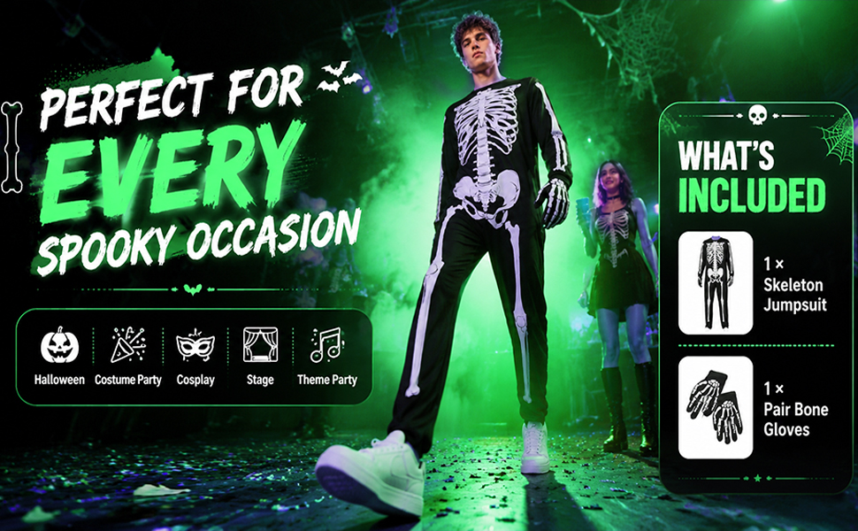Halloween Skeleton costume for Men