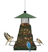 OUISJYER 6.3" Solar Bird Bath Fountain, Sunflower Design with LED Lights | 1500mAh Battery, 23 LE...