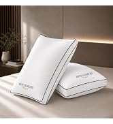 Hotel Grand Bed Pillows King Size Set of 2, Medium Soft Support | 400 Thread Count 100% Cotton Co...
