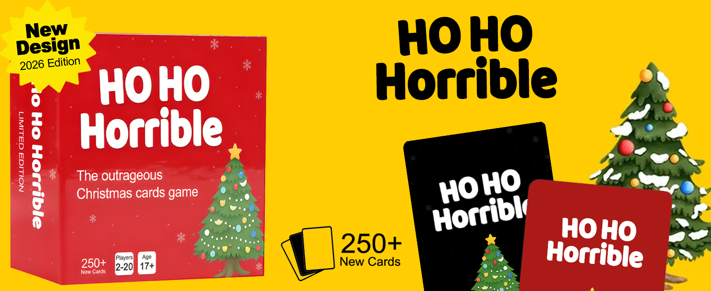 Holiday party card game featuring Christmas question and answer cards and a 250+ card count