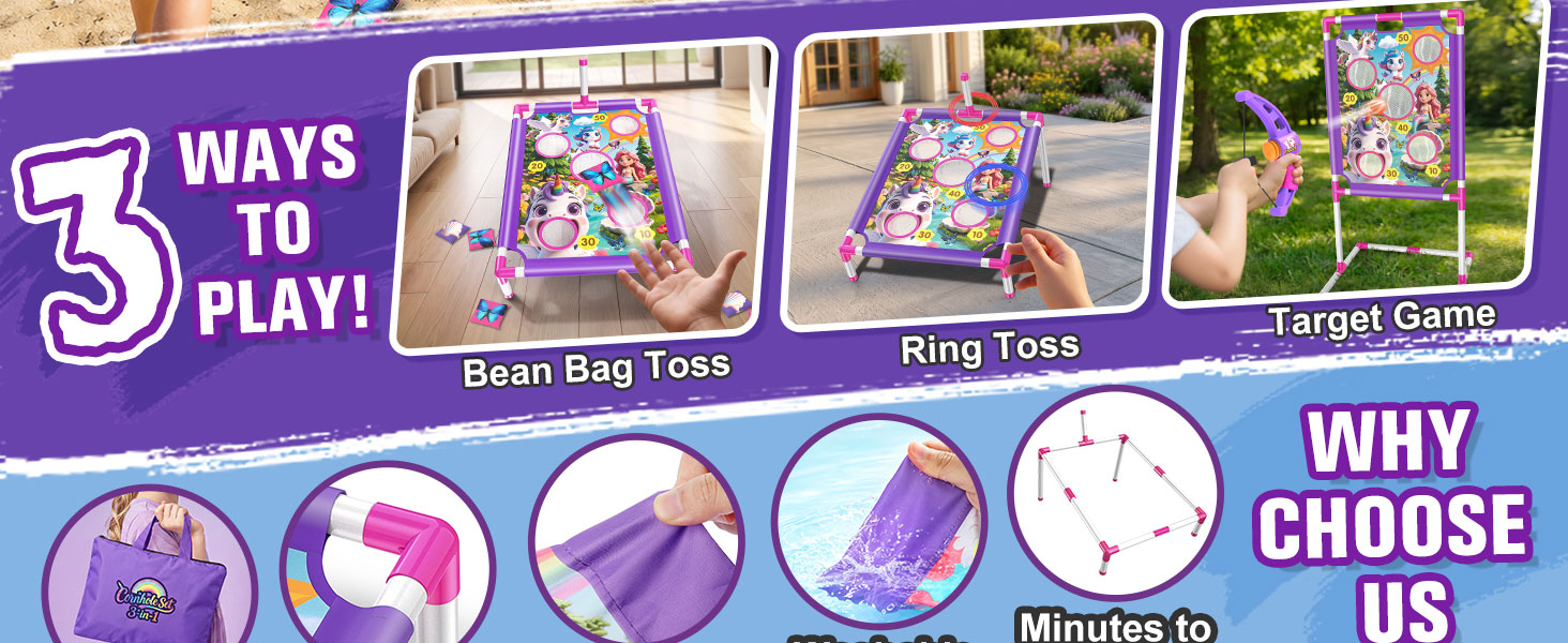 unicorn cornhole outdoor toys for toddlers 3-5 kids outdoor toys bean bag toss game