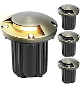 Gardencoin Brass Low Voltage Landscape Well Lights (5" Cover, 5.5" Tall), 12V LED Wired In-Ground...